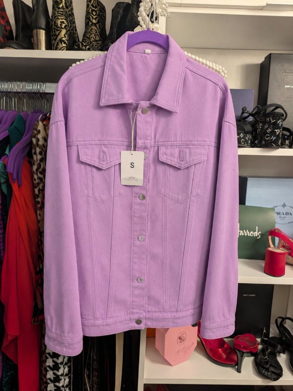 Puwei Lavender Denim Jacket, New With Tags